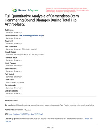 Hammering Sound Changes During Total Hip Full-Quantitative Analysis Of .