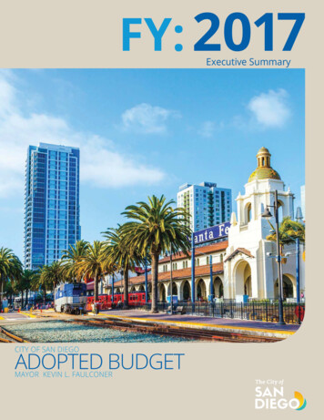 Volume I: Budget Overview And Schedules - San Diego