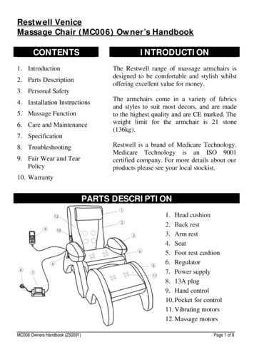 Restwell Venice Massage Chair (MC006) Owner's Handbook
