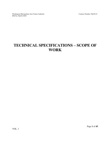 TECHNICAL SPECIFICATIONS SCOPE OF WORK - Washington Metropolitan Area .
