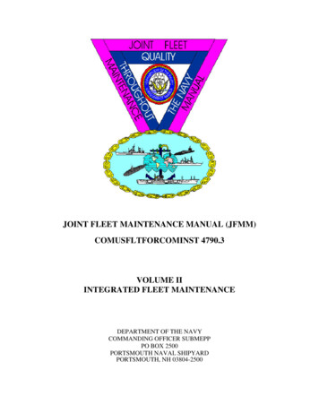 JOINT FLEET MAINTENANCE MANUAL - Naval Sea Systems Command