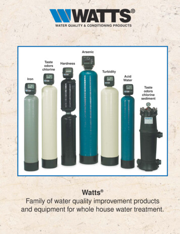 WATER QUALITY & CONDITIONING PRODUCTS Arsenic Taste Hardness Odors .