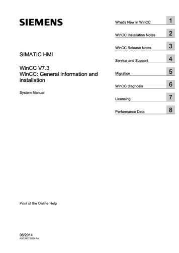 SIMATIC HMI WinCC V7.3 - General Information And Installation - Siemens