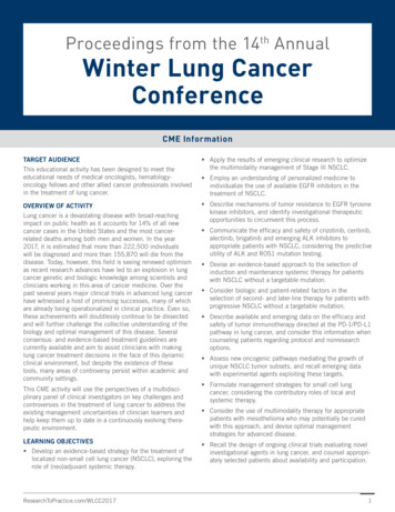 Proceedings From The 14 Annual Winter Lung Cancer Conference