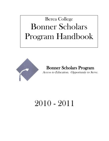 Berea College Bonner Scholars Program Handbook