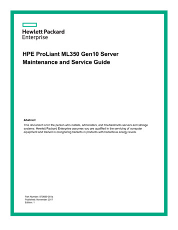 HPE ProLiant ML350 Gen10 Server Maintenance And Service Guide - Etilize