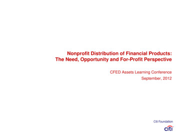 Nonprofit Distribution Of Financial Products: The Need, Opportunity And .