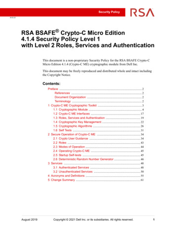 RSA BSAFE Crypto-C Micro Edition 4.1.4 Security Policy Level 1 . - NIST