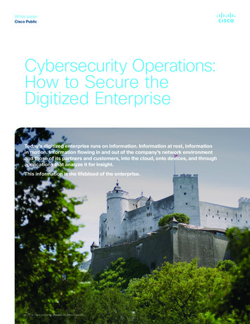 Cybersecurity Operations: How To Secure The Digitized Enterprise - Cisco