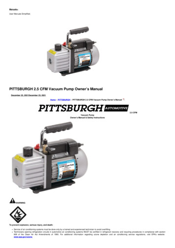 PITTSBURGH 2.5 CFM Vacuum Pump Owner's Manual - Manuals 