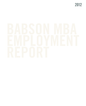 Babson Mba Employment Report