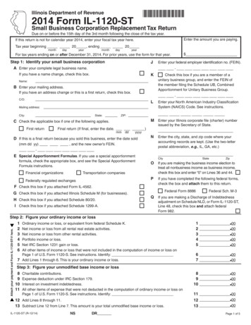 Illinois Department Of Revenue *432701110* 2014 Form IL-1120-ST
