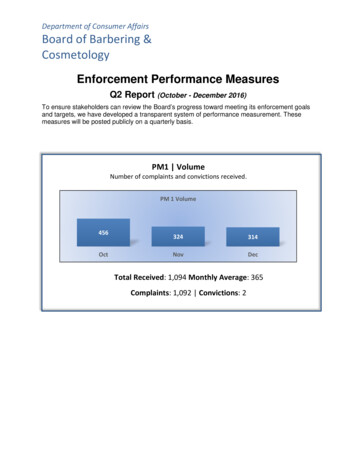 Board Of Barbering & Cosmetology - Enfrocement Performance Measures