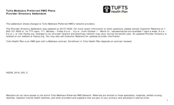 Tufts Medicare Preferred HMO Plans Provider Directory Addendum