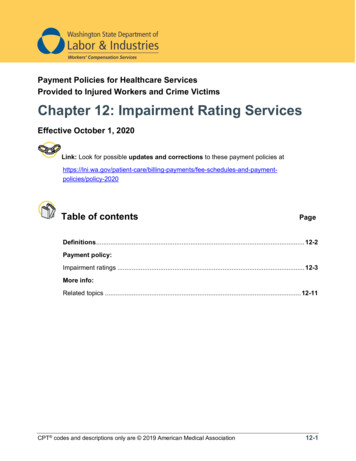 Chapter 12: Impairment Rating Services - Lni.wa.gov