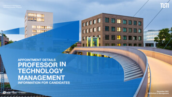 Appointment Details Professor In Technology Management - Tum