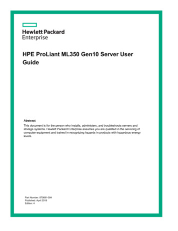 HPE ProLiant ML350 Gen10 Server User Guide