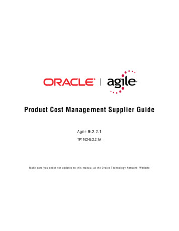 Product Cost Management Supplier Guide - Oracle