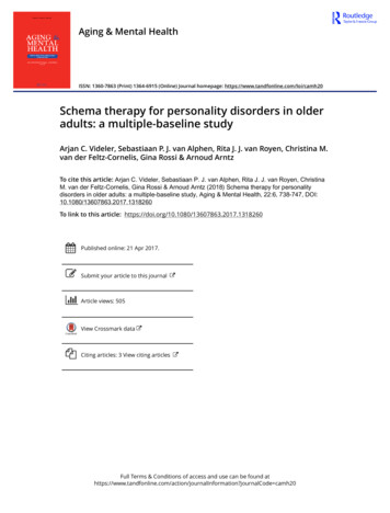 Schema Therapy For Personality Disorders In Older Adults: A Multiple .