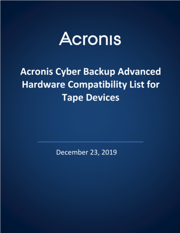 Acronis Tape Hardware Compatibility List