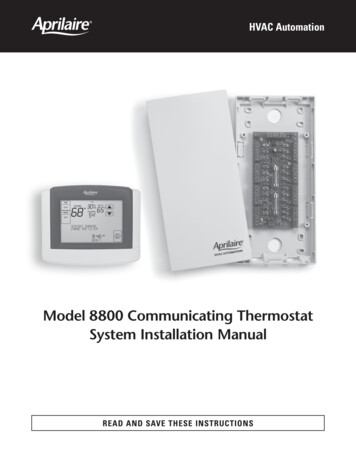 Model 8800 Communicating Thermostat System Installation Manual
