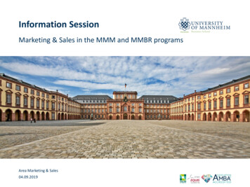 Area Marketing & Sales Presentation HWS 2019 - Universität Mannheim