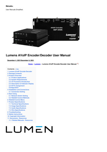 Lumens AVoIP Encoder/Decoder User Manual - Manuals 