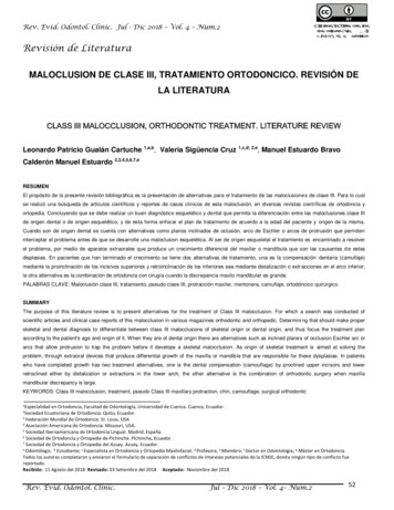 Maloclusion De Clase Iii, Tratamiento Ortodoncico. Revisión De La .