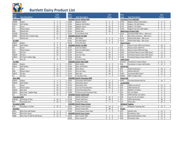 Bartlett Dairy Product List