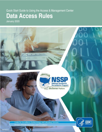 Quick Start Guide To Using The Access & Management Center: Data Access .