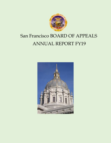 San Francisco BOARD OF APPEALS ANNUAL REPORT FY19