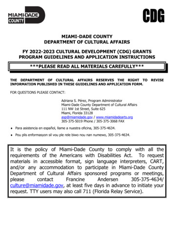 Miami-dade County Department Of Cultural Affairs Cultural Development .