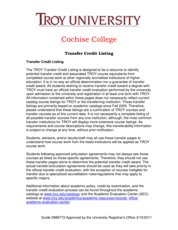 Transfer Credit Listing - Cochise College