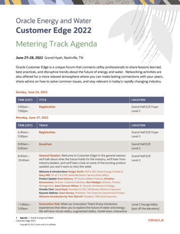 Customer Edge Conference 2022: Oracle Energy And Water Metering Track