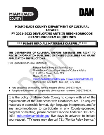 Miami-dade County Department Of Cultural Affairs Developing Arts In .