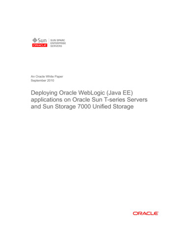 Deploying Oracle WebLogic (Java EE) Applications On Oracle Sun T-series .