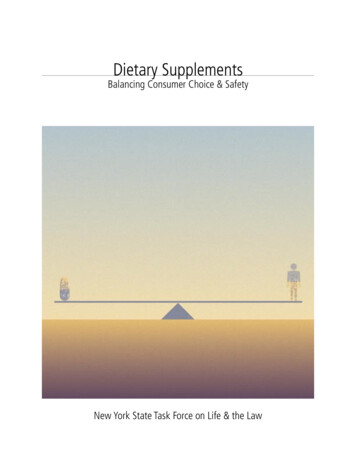 Dietary Supplements - Balancing Consumer Choice & Safety