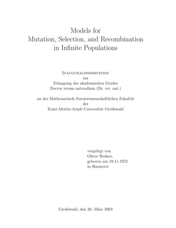 Models For Mutation, Selection, And Recombination In Inﬁnite Populations