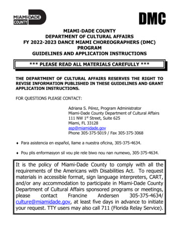 Miami-dade County Department Of Cultural Affairs Fy 2022-2023 Dance .