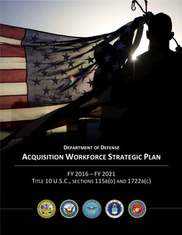 Department Of Defense Acquisition Orkforce Trategic Plan - Hci