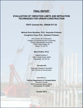 Final Report Evaluation Of Vibration Limits And Mitigation Techniques .