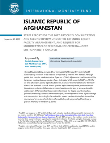 ISLAMIC REPUBLIC OF AFGHANISTAN - International Monetary Fund