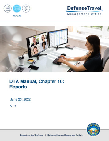 DTA Manual, Chapter 10: Reports - U.S. Department Of Defense