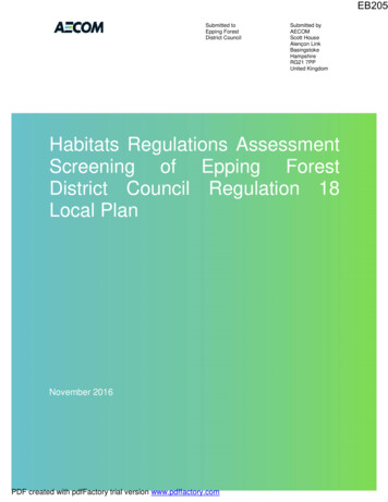 Habitats Regulations Assessment Screening Of Epping . - EFDC Local Plan