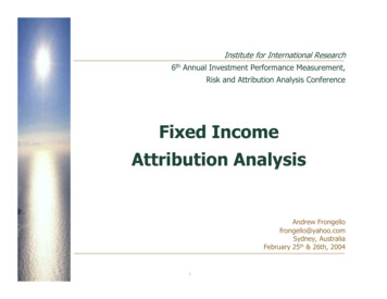 Fixed Income Attribution Analysis - Frongello 