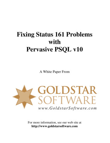 Fixing Status 161 Problems With Pervasive PSQL V10 - Goldstar Software