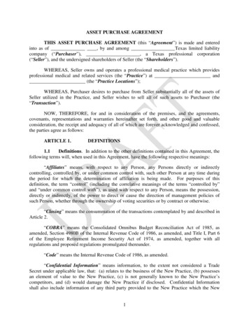 ASSET PURCHASE AGREEMENT THIS ASSET PURCHASE AGREEMENT . - Houston, Texas