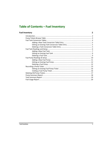 Table Of Contents - Fuel Inventory - TRIMS