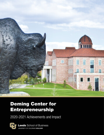Deming Center For Entrepreneurship - University Of Colorado Boulder