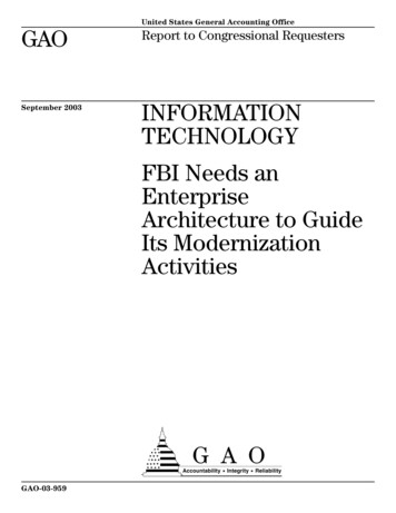GAO-03-959 Information Technology: FBI Needs An Enterprise Architecture .